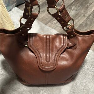 Kate Landry  Cowhide  Leather  large Shoulder Bag with Braided Straps Vintage